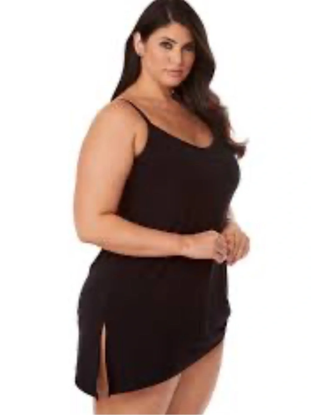 NWOT MagicSuit Brynn swim dress one piece swimsuit underwire cinch hem black 22W